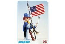 Playmobil Soldado de caballería estadounidense/Bandera estrellada – 3354-A 1975 – El Mundo Click 3354 A