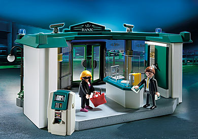 Bank mit Geldautomat