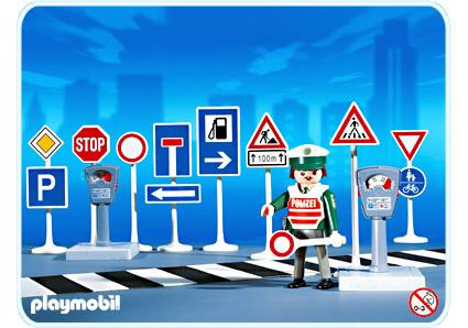 Playmobil Señales de tráfico con policía – 3259 B 2001 – El Mundo Click 3259 B