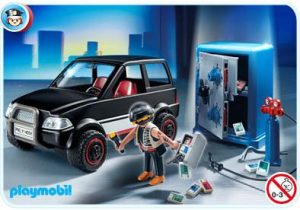 Playmobil Carretas y Carromatos del Oeste Playmobil: todas las referencias 2 Playmobil Ladrón de cajas fuertes con vehículo de huida