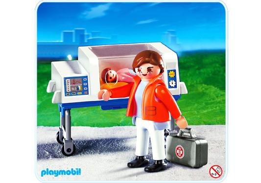 Playmobil ambulancia 4225 Médico con incubadora neonatal (2006)