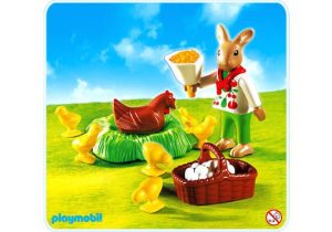Playmobil  Conejo de Pascua con gallina y nidada de pollitos - 4452 A 2004 - El Mundo Click