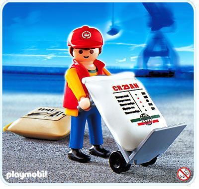 Playmobil Estibador con carretilla manual – 4475 A 2005 – El Mundo Click 4475 A