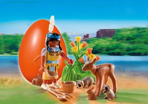 Playmobil Niña nativa americana con animales del bosque