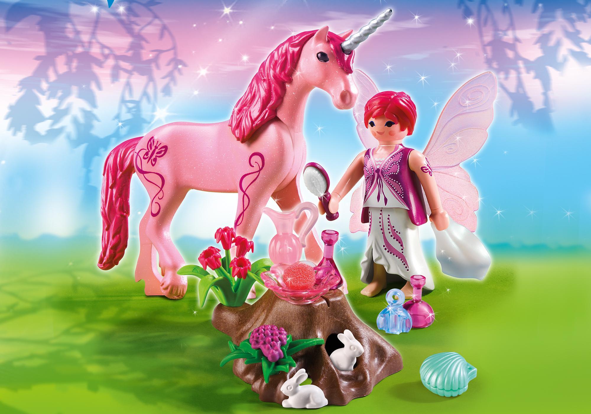 Playmobil magia 5443 Hada del cuidado con unicornio rosa rojo 5443 2013 El Mundo Click
