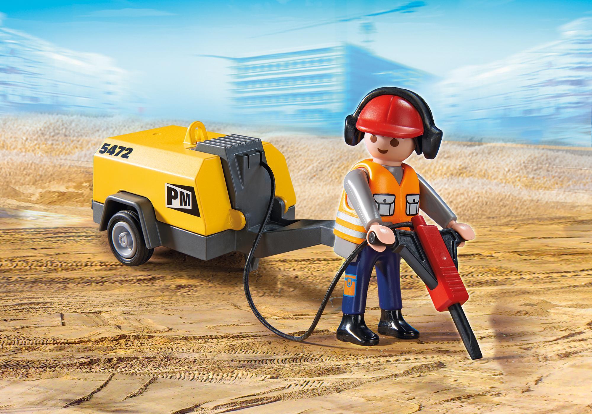 Playmobil construcción 5472 Obrero de la construcción con martillo neumático 5472 2013 El Mundo Click