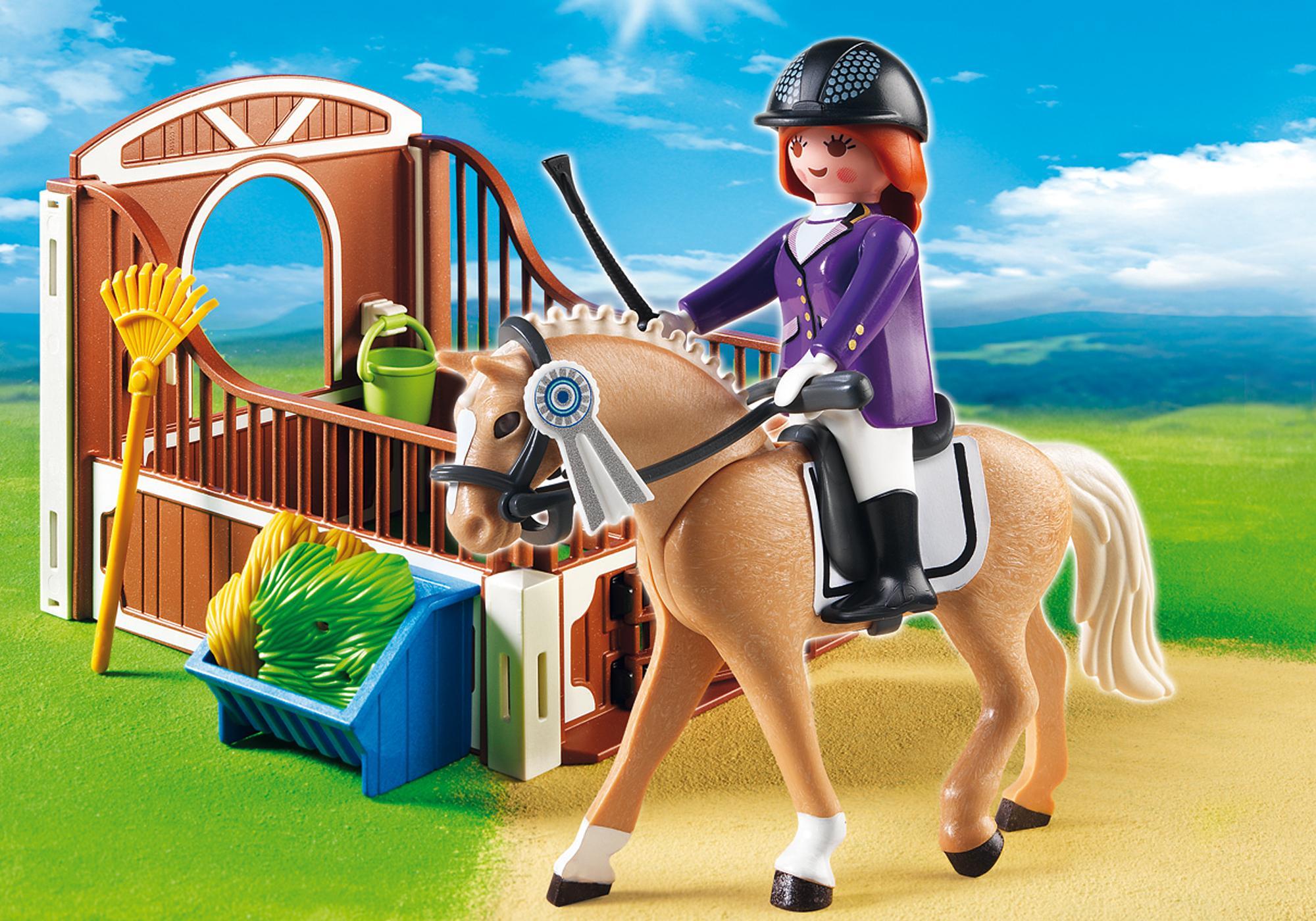 Playmobil caballos 5520 Caballo de sangre caliente con establo blanco y marrón 5520 2014 El Mundo Click