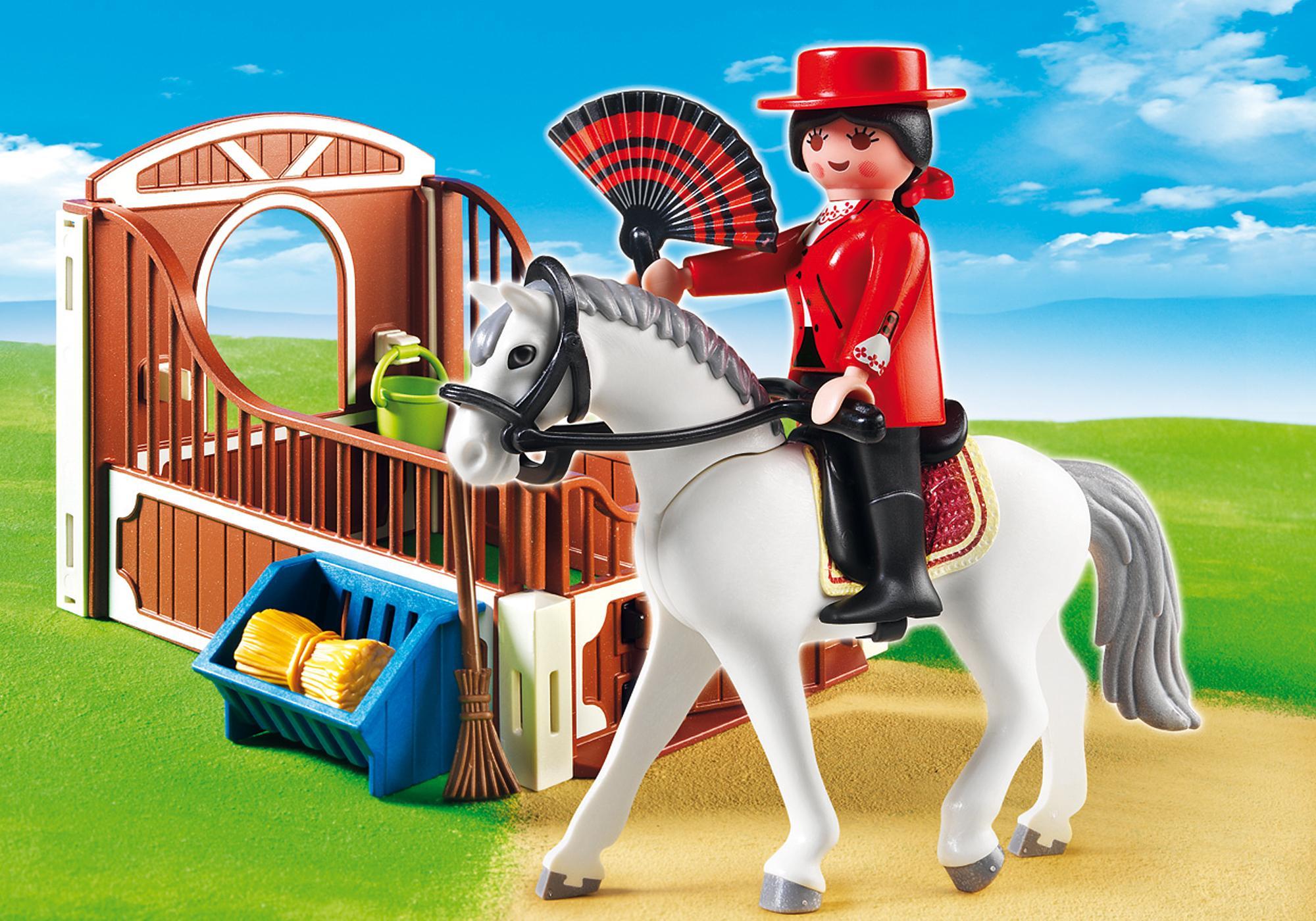 Playmobil caballos 5521 Andaluz con remolque para caballos blanco y marrón 5521 2014 El Mundo Click