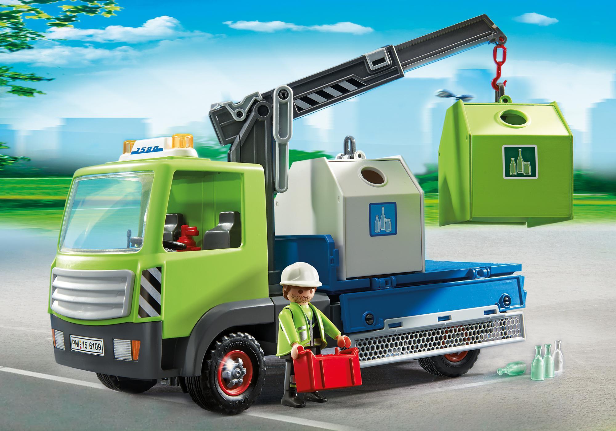 Playmobil camiones 6109 Camión de vidrio usado con contenedores 6109 2014 El Mundo Click