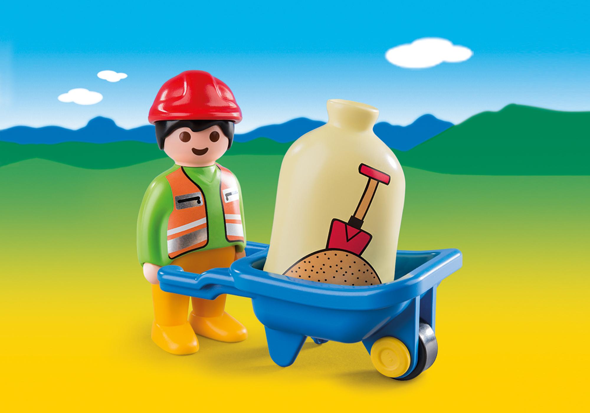 Playmobil construcción 6961 Obrero de la construcción con carretilla 6961 2015 El Mundo Click