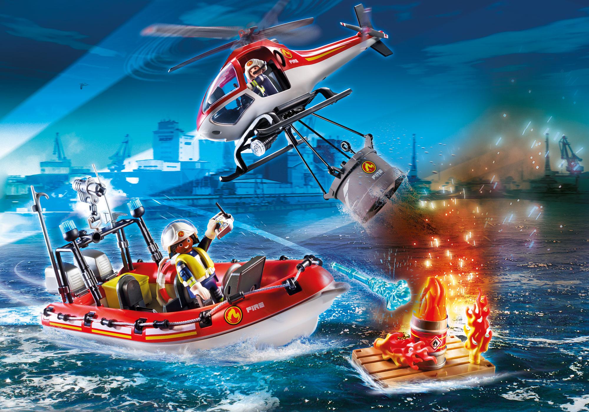 Playmobil 70335 Operación de bomberos con helicóptero y barco (2019)