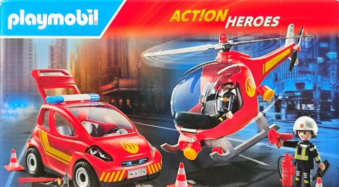 playmobil 71724 bel fra fire brigade with helicopter and cart