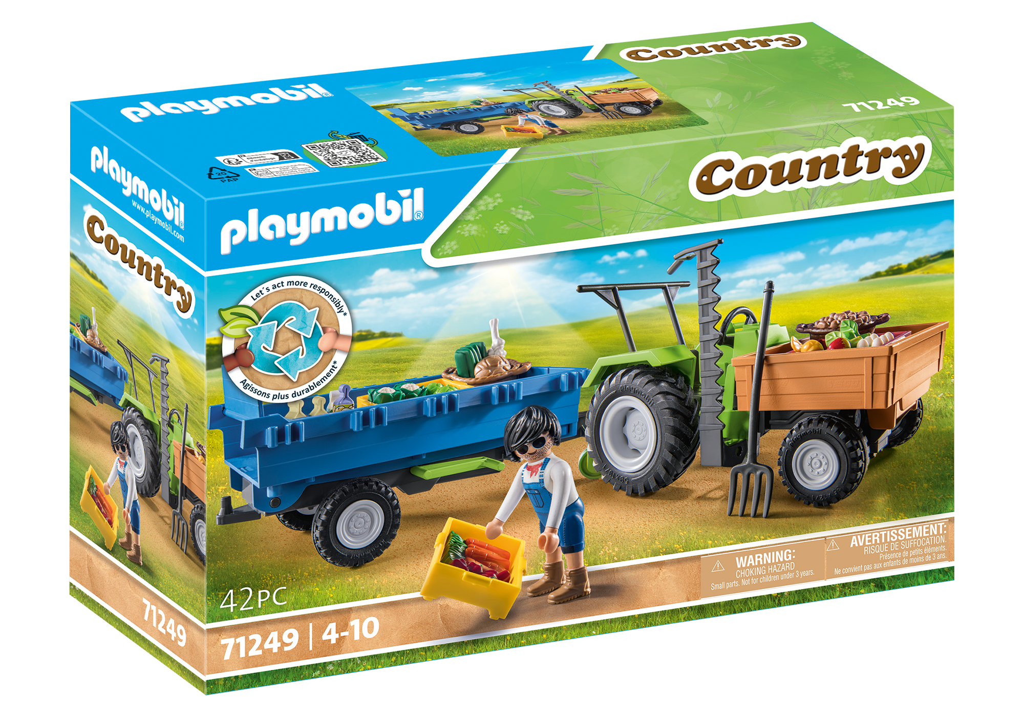 Playmobil Tractores Playmobil: todas las referencias (con remolque, pala y aperos) 37 Playmobil 71249 Harvester Tractor with Trailer