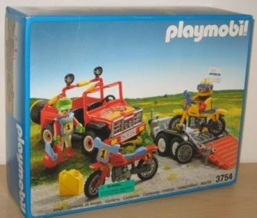 Playmobil USA Playmobil 3754 – Red jeep with trailer & dirt bikes Playmobil USA Playmobil 3754 Red jeep with trailer & dirt bikes