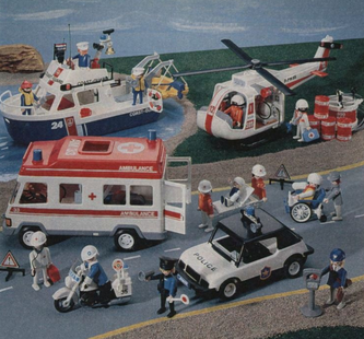 Playmobil USA Schaper 49-15455 Meter Maid, Police Motorcycle and Police Car