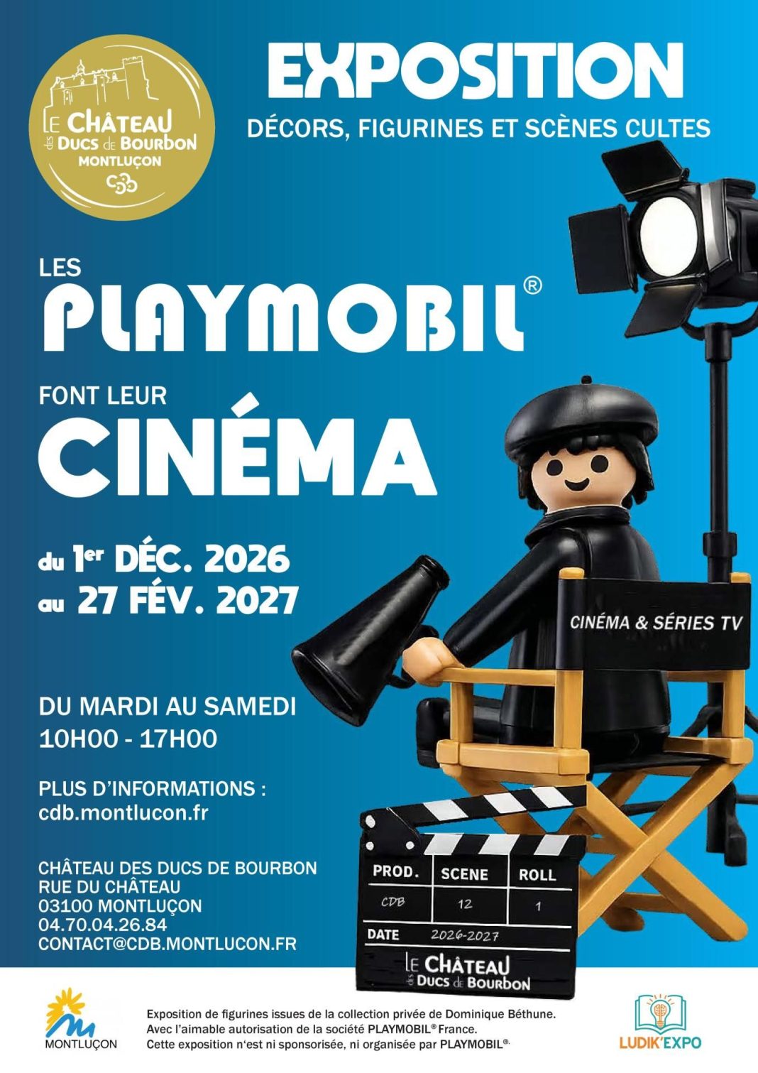 Cartel Playmobil cine y series Montluçon Cartel exposición Playmobil cine y series Montluçon