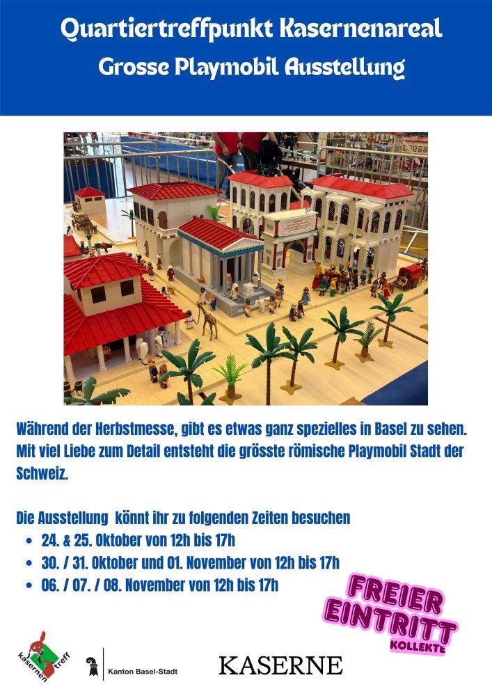 Flyer exposición Playmobil Eine Stadt wie Rom 2.0 Basel Flyer exposición Playmobil Roma Basilea