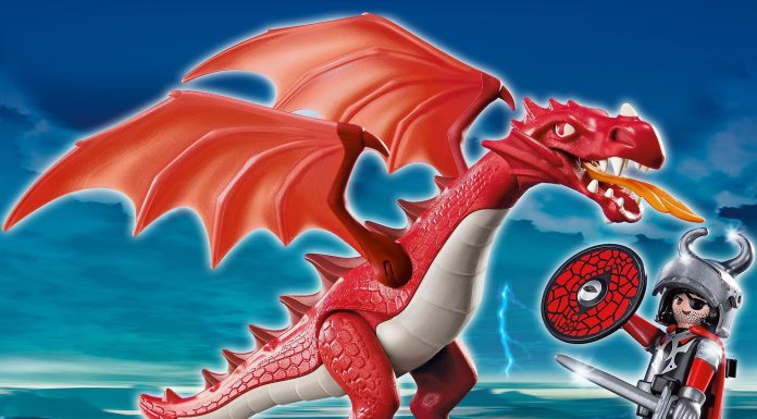 Playmobil 5912 Dragón Rojo con Caballero – Caballeros 2010 Playmobil 5912 Dragón Rojo con Caballero