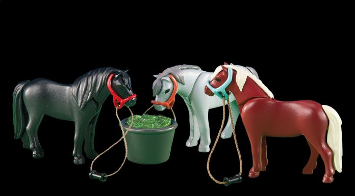 Playmobil 6256 3 ponis con cubo de comida