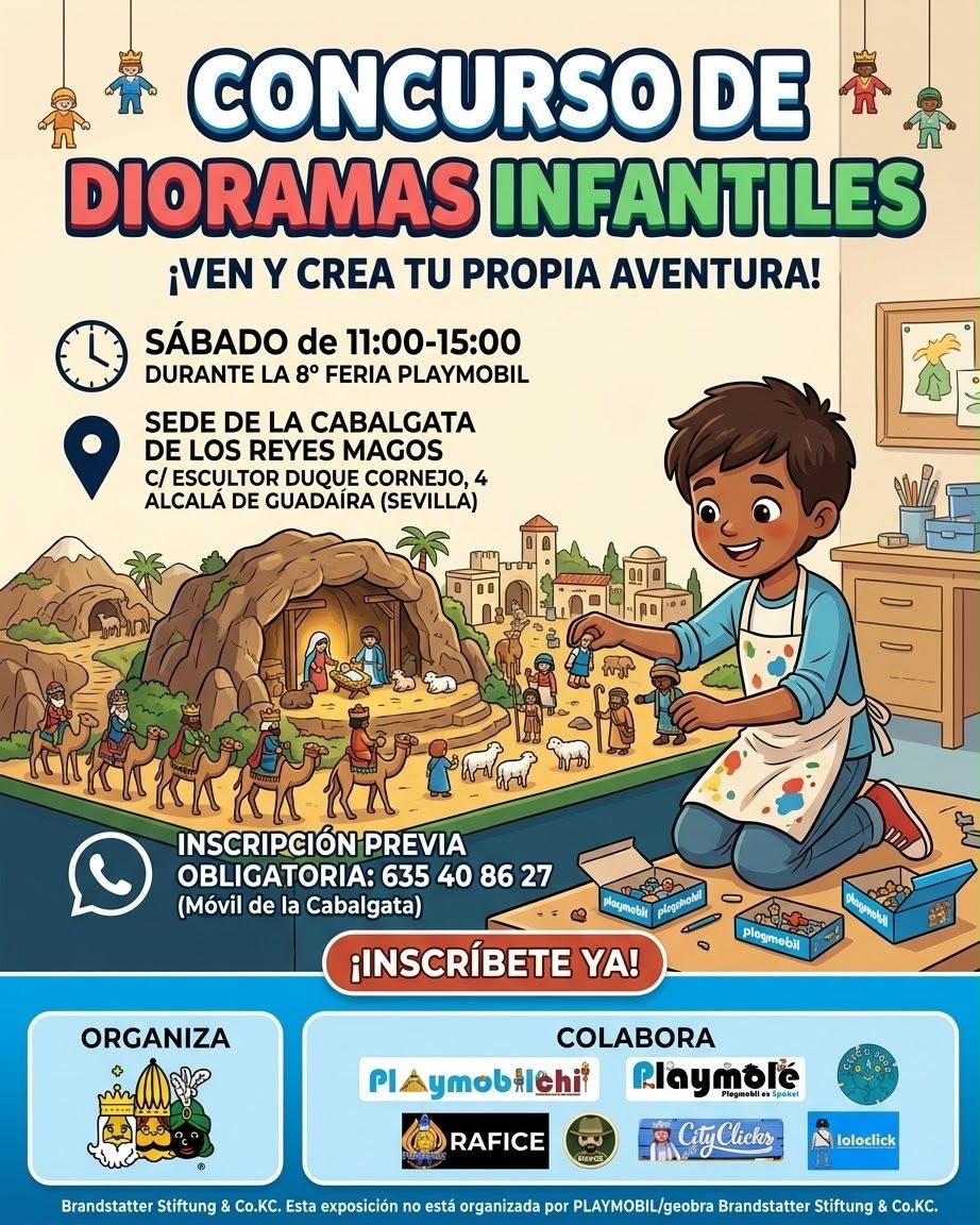 Playmobil 8ª Feria Playmobil de Alcalá de Guadaíra 2026: fechas, horarios, talleres y concurso de dioramas 2 Cartel del Concurso de Dioramas Infantiles de la 8ª Feria Playmobil de Alcalá de Guadaíra