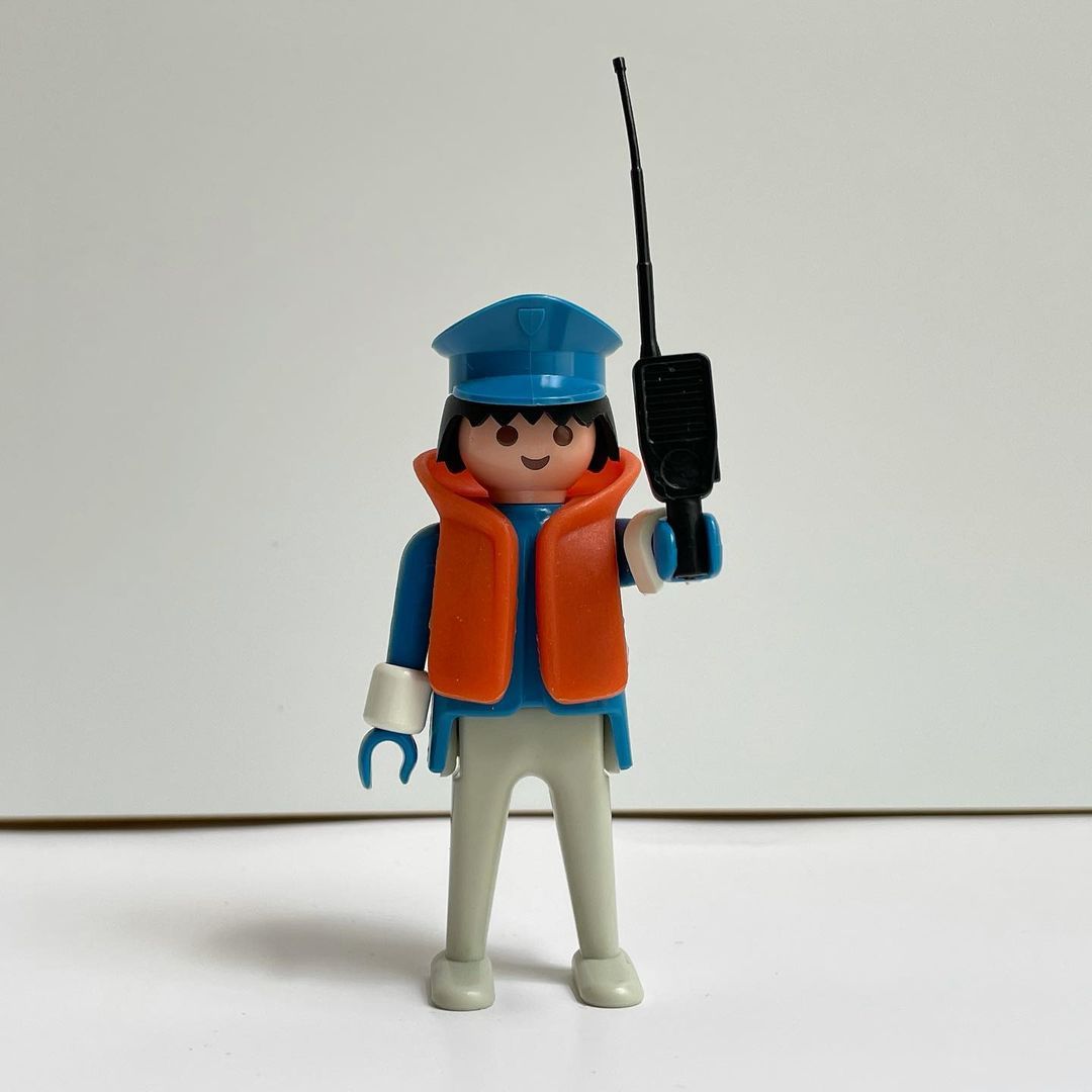 Playmobil Playmobil de las galletas Meiji: las figuras de regalo de Japón en los años 80 18 Guardacostas con chaleco salvavidas y radio