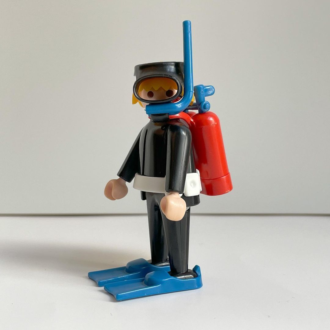 Playmobil Playmobil de las galletas Meiji: las figuras de regalo de Japón en los años 80 19 Buceador con botella, gafas y aletas