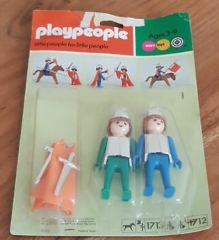 Playmobil Playpeople 1712v3 Caballeros verde y azul – Marx Toys Reino Unido 1976 – El Mundo Click Playmobil Playpeople 1712v3 Caballeros verde y azul