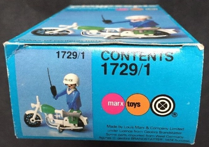 Playmobil Playmobil Playpeople 1729/1 Policía con moto - Marx Toys Reino Unido 1979 - El Mundo Click 3 Playmobil Playpeople 1729/1 Policía con moto
