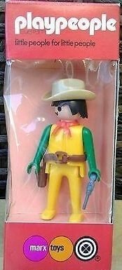 Playmobil Playpeople 1734/1v3 Vaquero amarillo, pelo negro – Marx Toys Reino Unido 1976 – El Mundo Click Playmobil Playpeople 1734/1v3 Vaquero amarillo, pelo negro