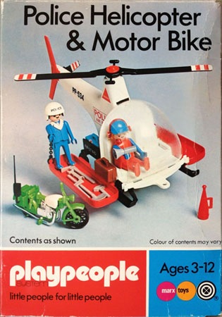 Playmobil Playmobil Playpeople 1765v1 Helicóptero y moto de policía - Marx Toys Reino Unido 1977 - El Mundo Click 1 Playmobil Playpeople 1765v1 Helicóptero y moto de policía