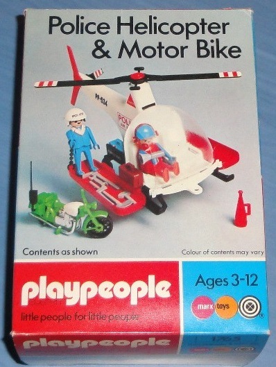 Playmobil Playmobil Playpeople 1765v1 Helicóptero y moto de policía - Marx Toys Reino Unido 1977 - El Mundo Click 2 Playmobil Playpeople 1765v1 Helicóptero y moto de policía