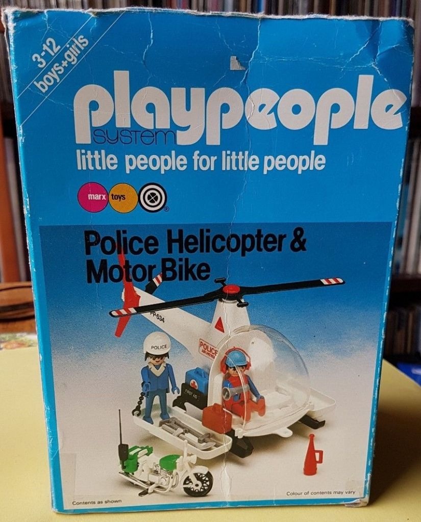 Playmobil Playmobil Playpeople 1765v2 Helicóptero y moto de policía - Marx Toys Reino Unido 1979 - El Mundo Click 1 Playmobil Playpeople 1765v2 Helicóptero y moto de policía